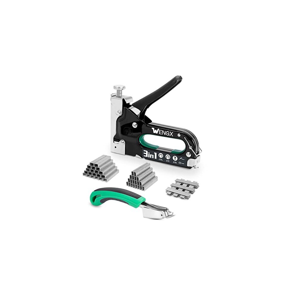 Upholstery Staple Gun With 3000 Staples And A Remover,3 In 1 Stapler Gun Heavy Duty, Manual Nailer Power Adjustment Stapler Gun For Wood, Upholstery, 5014542705359