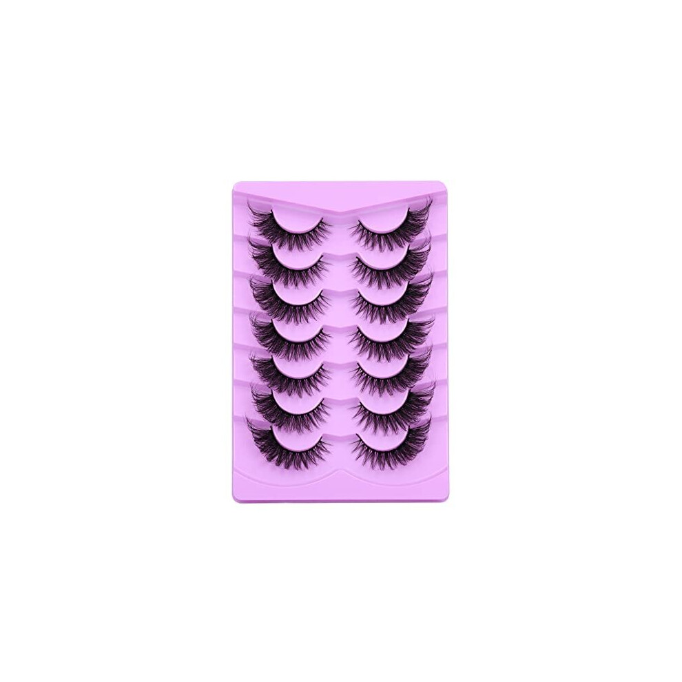 Eyelashes Fox Eye Lashes Mink Faux Fluffy Natural False Eyelashes Wispy Cat Eye Lashes Pack Fake Eyelashes 7 Pairs