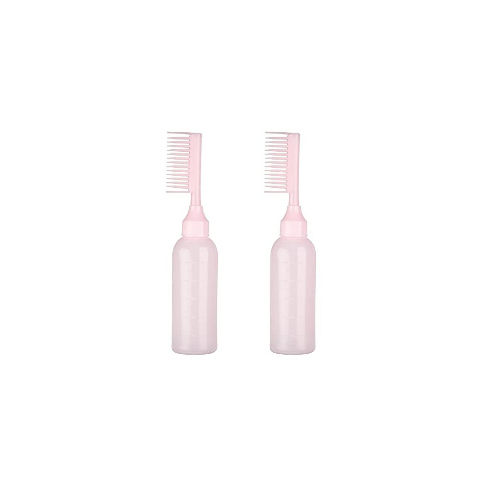 Unvojl Pink 2 Pack Root Comb Applicator Bottle Hair Dye Dispensing Bottle With Scale For Home Salon (Pink)