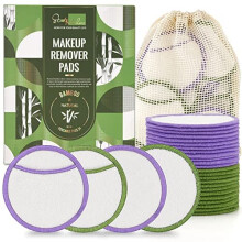 Reusable Makeup Remover Pads, Premium Eco-Friendly 24PCS Reusable Cotton Pads Soft Bamboo Face Pads for All Skin Types Double-Sided & Organic Washable