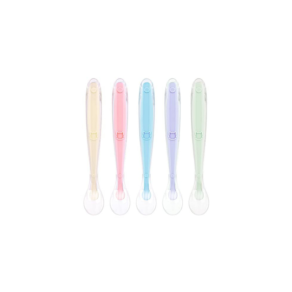 5 Pcs Baby Spoons, Silicone Spoon For Baby Feeding And Infant Weaning，Baby Soft Spoons Self Feeding Training Spoons Utensil Easy Grip Toddler Vicloon