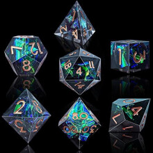 7-Die DND Dice Set Sharp Edge Polyhedral Dice Game Dice for Dungeons and Dragons RPG MTG Table Games (Dark Star)