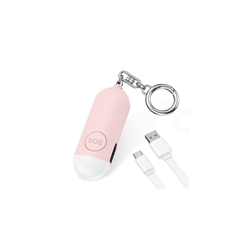 Safesound Personal Alarm for Women with LED Flashlight, 130dB Self Defense Rechargeable Alarm Keychain, Small Police Approved Panic & Rape Emergency