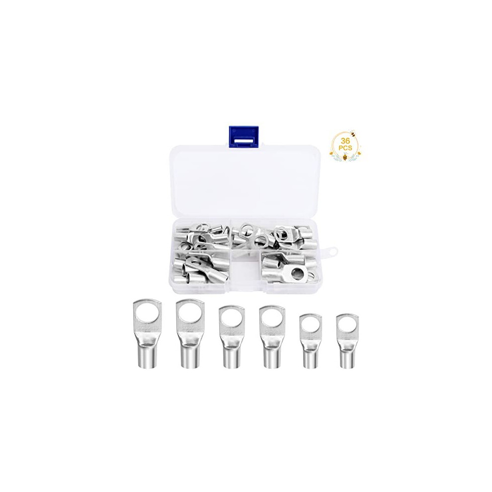 36 Pcs Wire Lugs Battery Cable Ends, Tinned Copper Wire Lugs M8 M10 Assorted Sc Ring Terminals Eyelets Tubular Cable Lugs For Electrical Cable (16Mmâ² 5014542710575