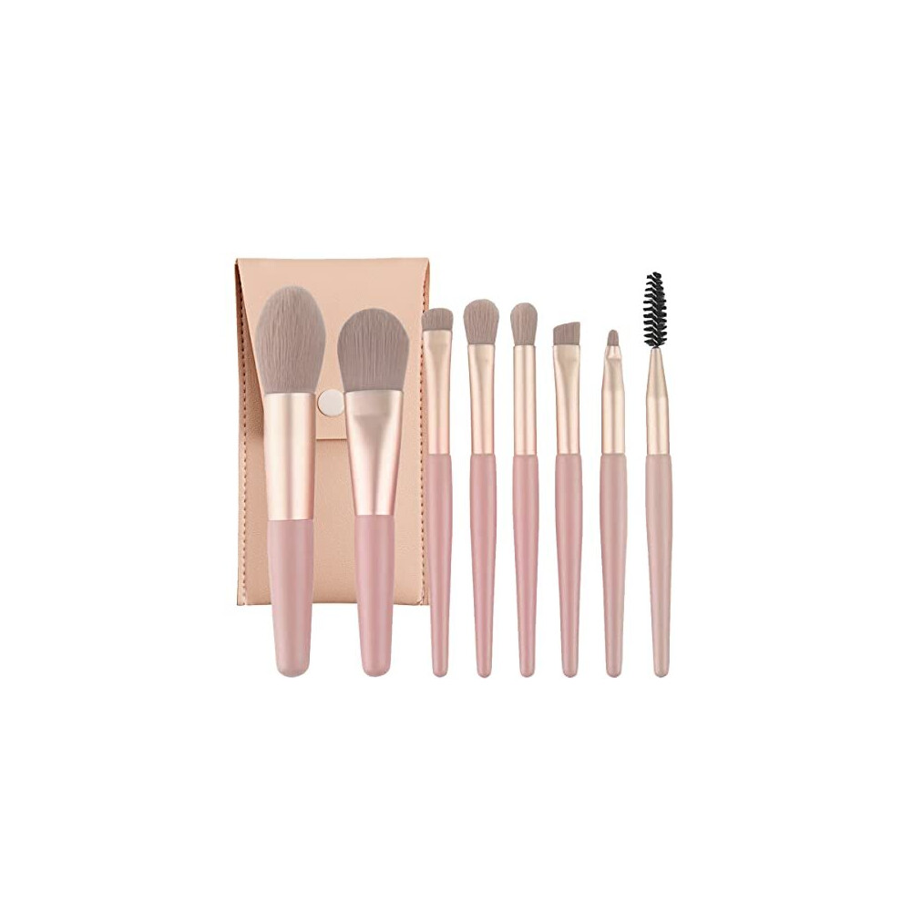 Professional Makeup Brushes Set Mini Makeup Brushes 8Pcs Portable Make up Set Premium Makeup Brushes Kits with PU Leather Bag Foundation Powder