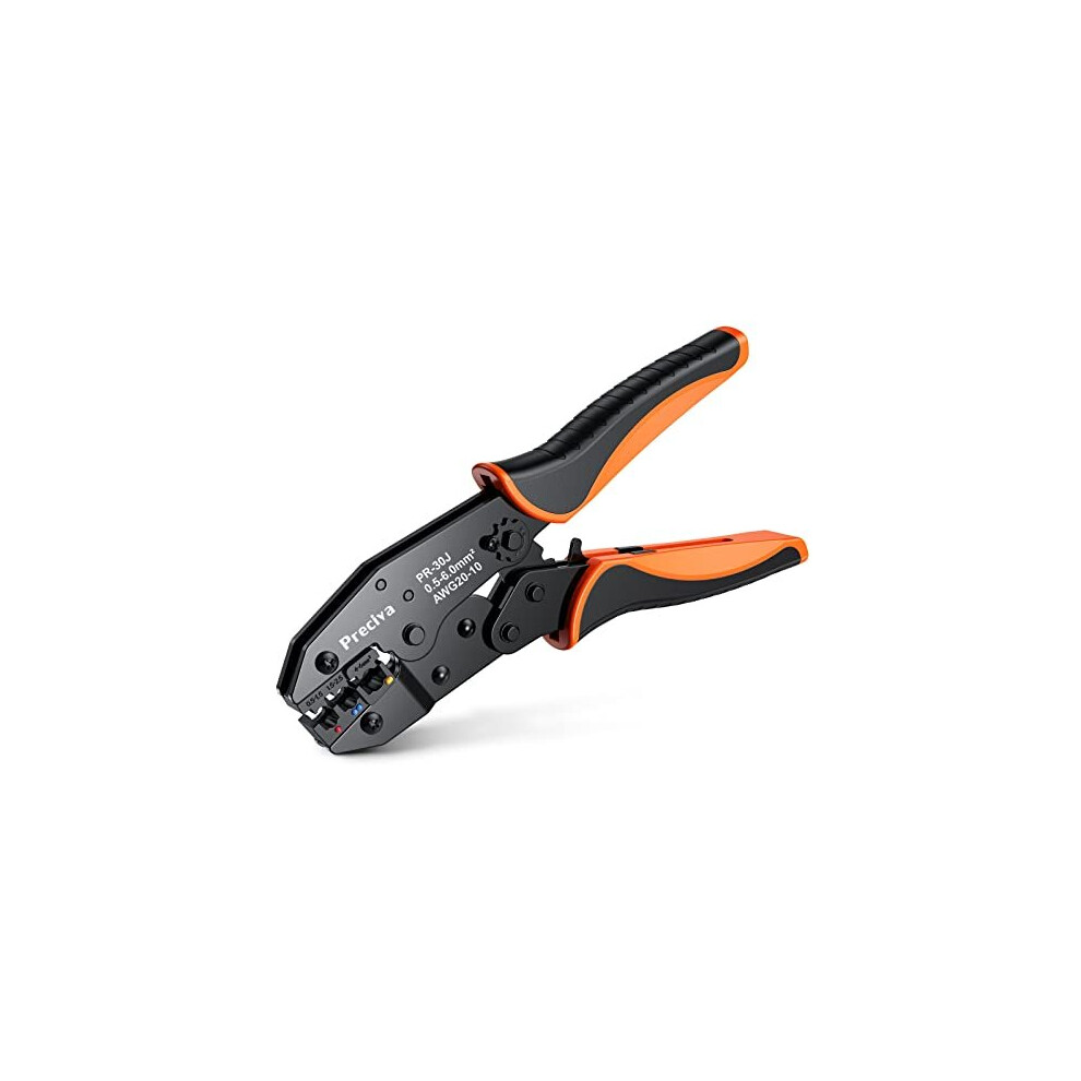 Ratchet Crimping Plier, Preciva Insulated Ratcheting Wire Terminal Crimping Tool, AWG20-10 (0.5-1.5mm²) (1.5-2.5mm²) (4-6mm²), Electrical Crimper