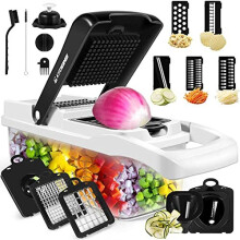 Vegetable Chopper, Vegetable Chopping, 16-in-1 Deluxe Vegetable Chopper Kitchen Gifts | Onion Chopper & Dicer | Peeler, Spiralizer, Lemon Squeezer,