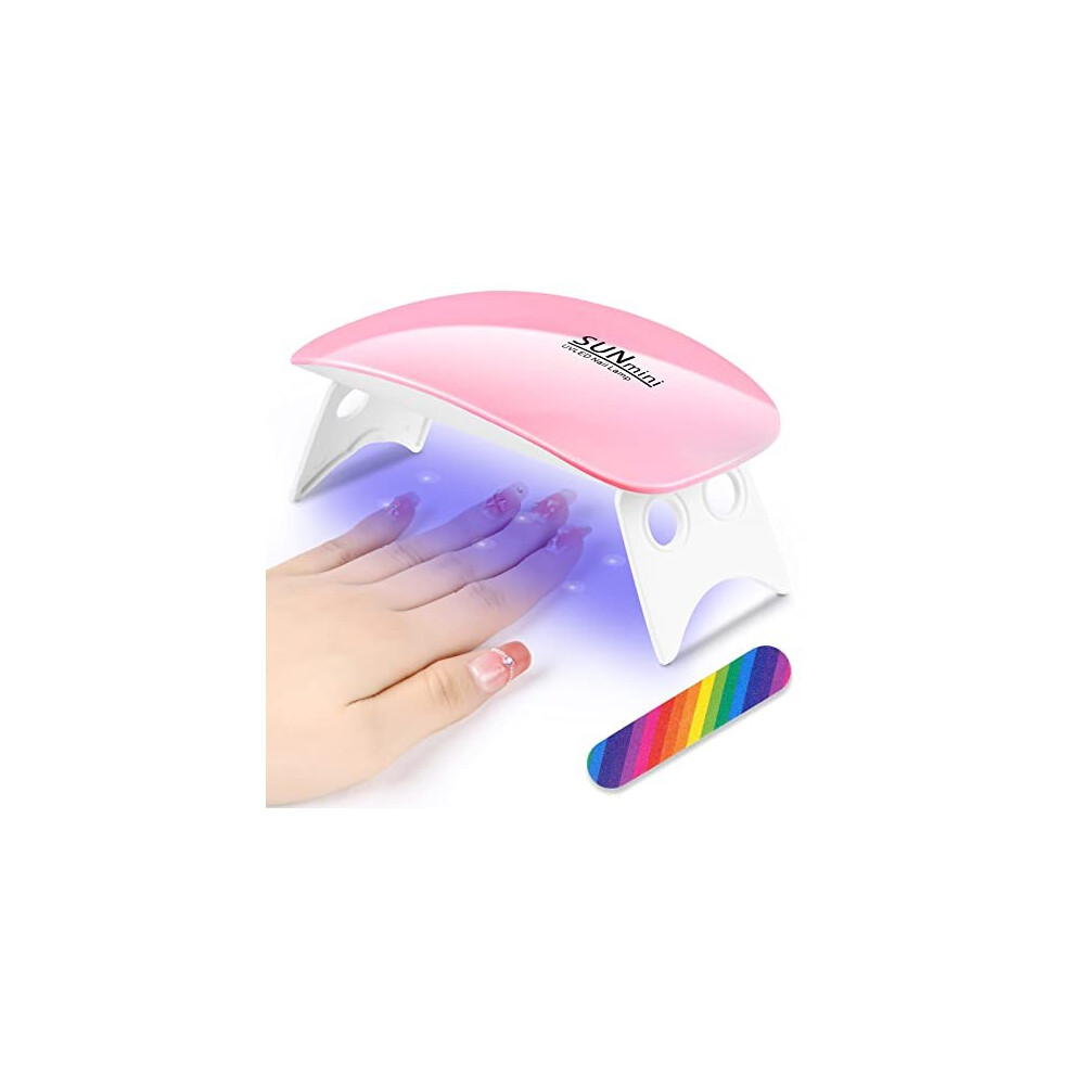 Mini Gel Nail Lamp, Portable 6W UV LED Gel Nail Dryer with Nail File, Curing Lamp Professional Nail Art Tool Accessory for All Gel Nail Polish,