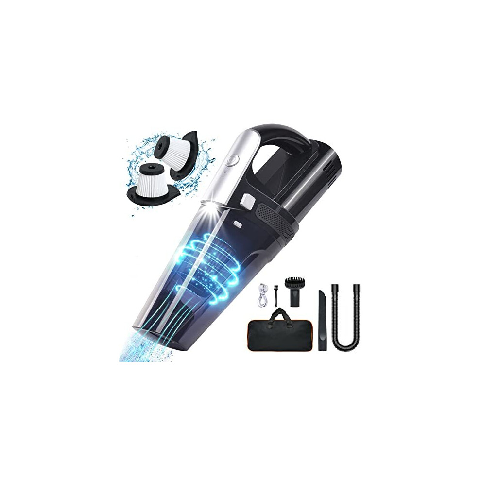 Handheld Vacuum Cordless, Portable 10000Pa Strong Suction Car Vacuum Cleaner Dust Busters, 2 Speed Wet Dry Vacuum with LED Light, Rechargeable Hand