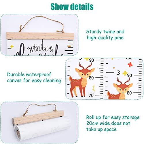 Children's Height Ruler Kids Measurement Hanging Growth Chart Carton Flip Wood Newborn Baby