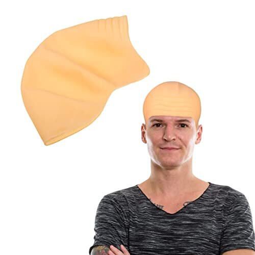 Bald Cap Cosplay Kit 4Pcs Set Of Men`s And Women`s Gray Black Classic Scarves, Makeup Latex Dobby Costume