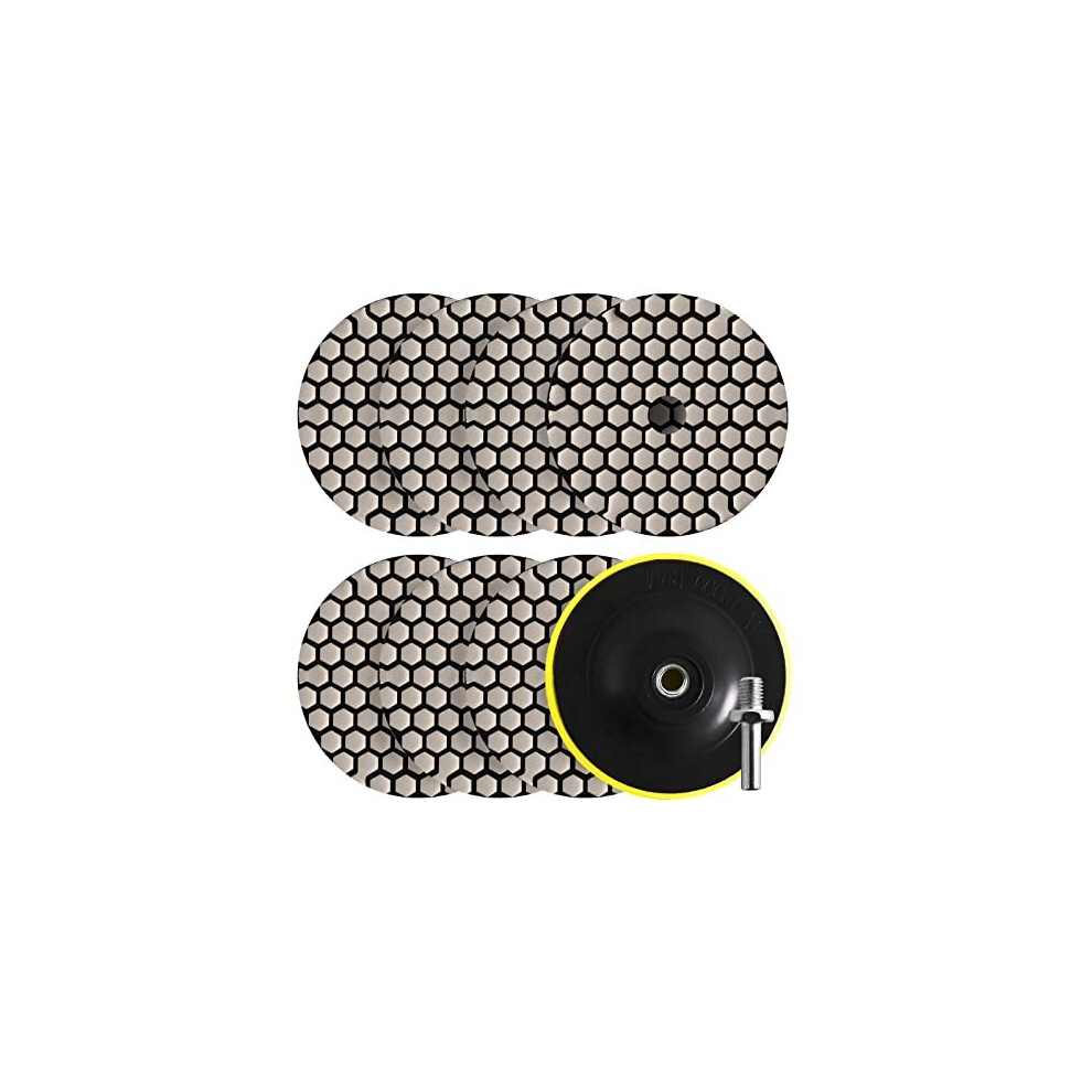 8Pack Diamond Polishing Pads 4 Inch Dry (7Pcs, Grits 50#-2000#) And Backer Pad (1Set) Concrete Diamond Sanding Discs Marble Granite Stone Polishing 5014542718175