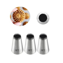 Aibakrs 3-Piece Extra Large Open Star Piping Nozzles (9FT) for Churros, Eclairs & Cake Decorating