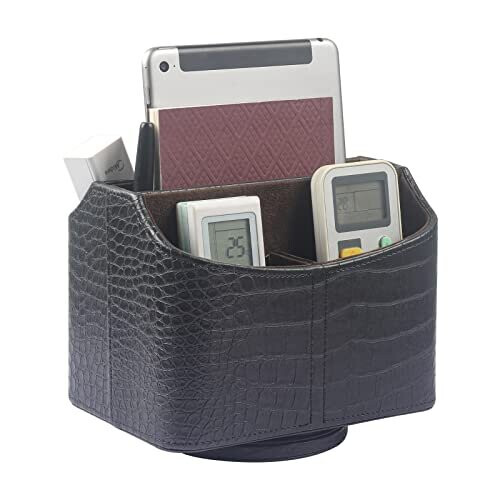 Rotatable Remote Control Holder Spinning Desk Organizer, 5 Compartments