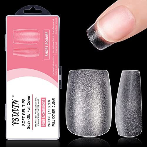 504 pcs Nail Tips GEL Extensions Full Cover ✨SQUARE COFFIN ALMOND🔥 SOFT  GEL | eBay