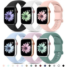6 Pack Straps Compatible with Apple Watch Straps 38mm 40mm 41mm Women Men, Soft Silicone Strap Replacement Sport Watchbands for iWatch Series 8 7 6 5