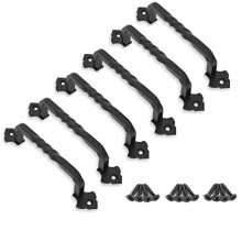 6 Pack Barn Door Pull Handle Hardware for Wooden Garden Gate Shed Cabinet Door (6Pcs 6inch)