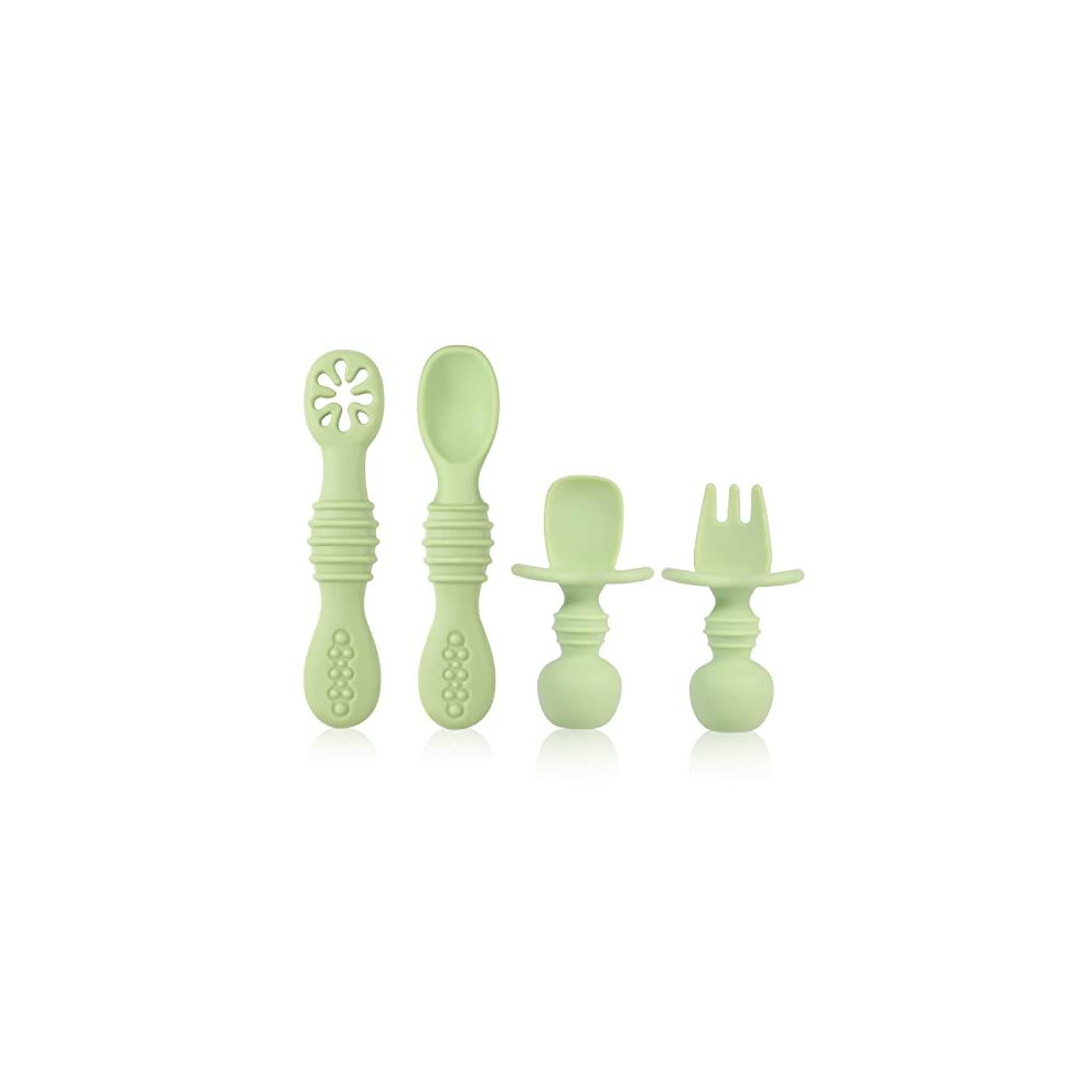 4Pcs Silicone Baby Spoons Self Feeding 6+ Months, Bpa Free Baby Led Weaning Spoons Training Spoon Toddler Self Feeding Utensils For 6-12 Months Babies Luter