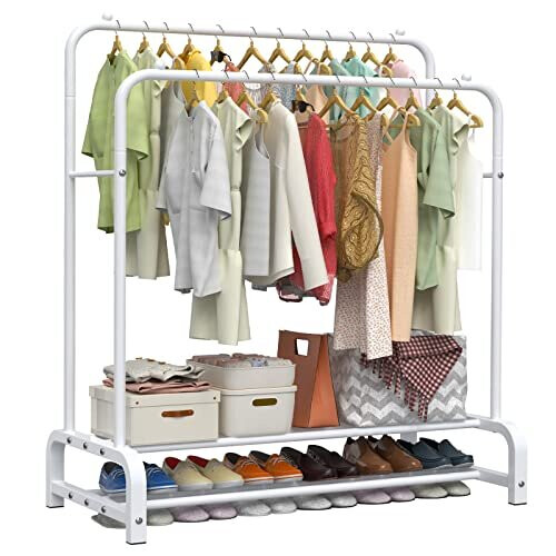 Clothes Rail, 2-Tier Base Heavy Duty Clothes Rails, Minimalism Clothing ...