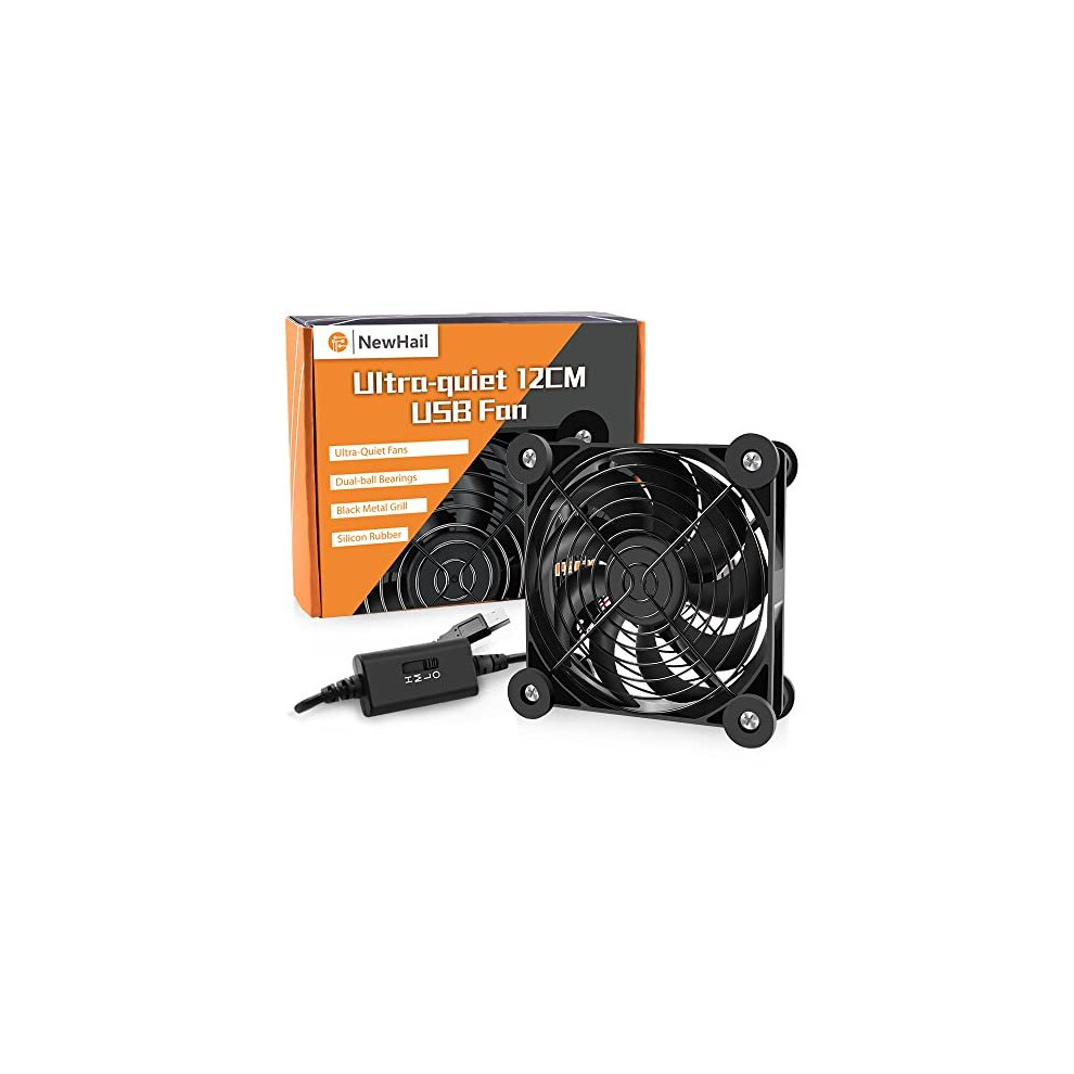 1Pack 120Mm Usb Fan Dual-Ball Bearings Quiet, Usb Fan 5V, With L/M/H 3-Degree Speed Switch Portable High Airflow Cooling Fan For Router Modem Receiver 5014542722875
