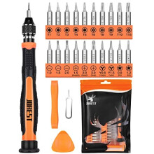 24Pcs Precision Screwdriver Set, Tool Kit with Torx T1 T2 T3 T5 T6 T8 T9 T15, Triwing Y00, Star P2/P5, Phillips PH00, -1.5/2.0, etc, for PS4, Switch,