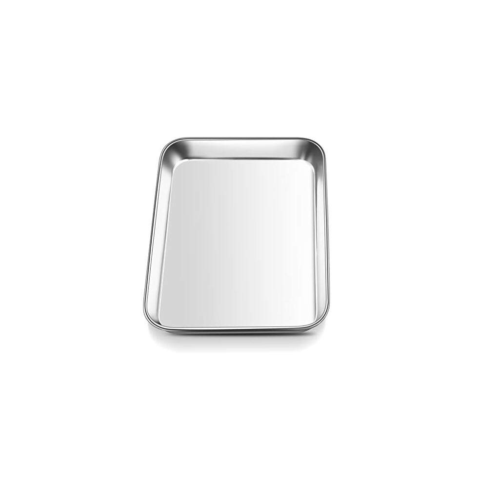 Mini Oven Tray, Onader Stainless Steel Small Baking Tray Sheet Pan, Rectangle Cake Tin Perfect for Baking Cooking Serving, Healthy & Heavy Duty,