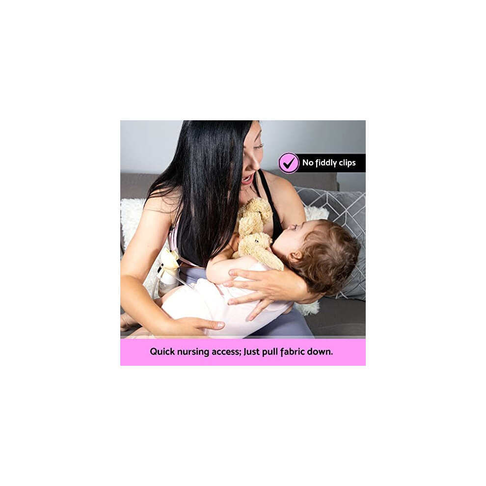 PowerMama Pumping Bra, Breast Pump Bra - Hands Free Nursing Bra, Maternity  Bra, Easy Breastfeeding, Compatible