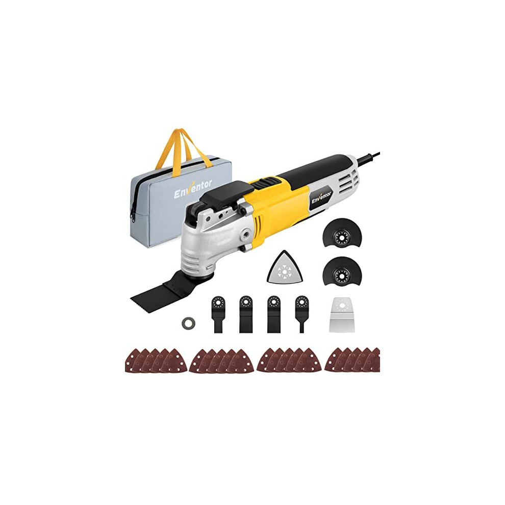 Oscillating Multi Tools, ENVENTOR 300W 15000-22000 OPM Electric Corded Multi Tool, 6 Variable Speeds, 3Oscillation Angle, Quick-fit Blade Design,