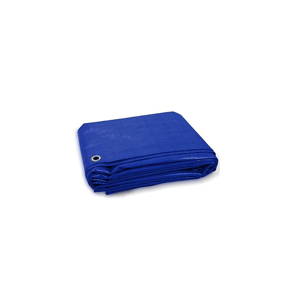 Blue Tarpaulin Sheet 2.4m x 3.0m Lightweight PE Plastic Tarp 80gsm Water-Resistant Ground Sheet Multipurpose Tarpaulin Covers used for Garden