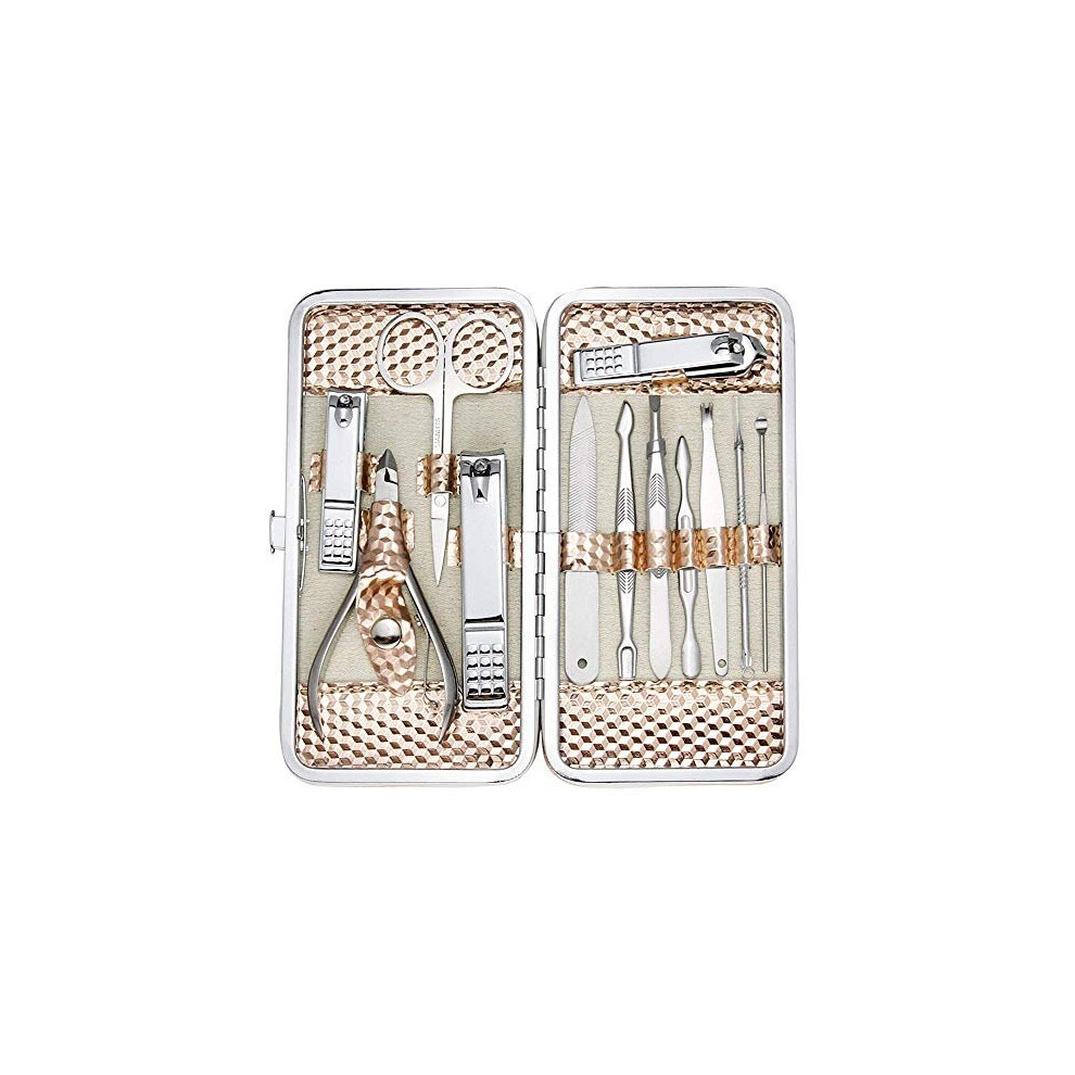 Manicure Set Nail Clippers Pedicure Kit,professional Manicure Kit, Grooming kit, Nail Care Tools with Travel Case(Rose Gold)