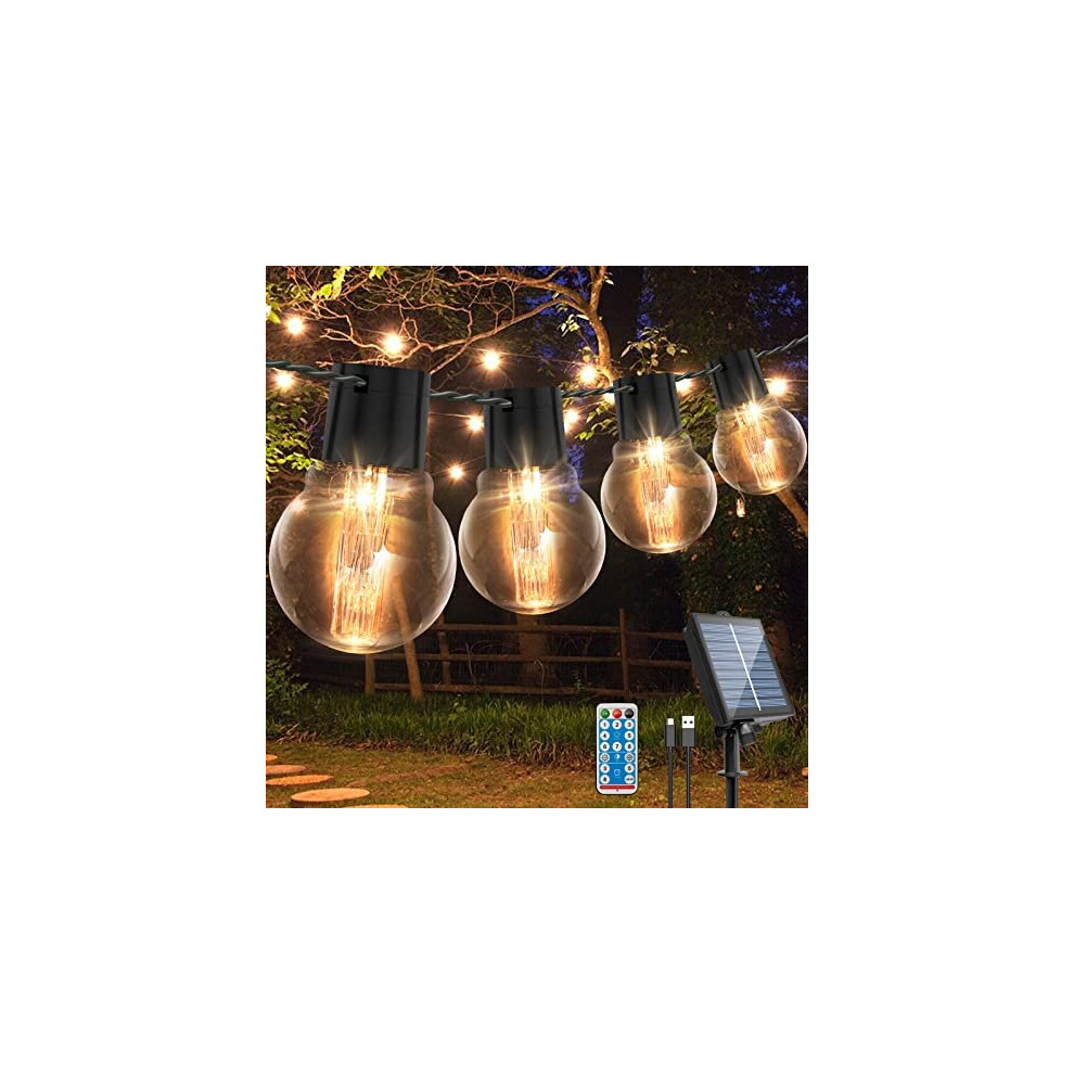 Solar Festoon Lights Outdoor, 9M/29.5FT G50 20 Bulbs Solar String Lights Outdoor Garden, Remote Control, 8 Modes 4 Brightness, Outdoor Solar Lights