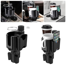 Car Cup Holder Expander, 4 in 1 Multifunctional Dual Cup Holder with Phone and Card Slot/Aromatherapy Slot Adjustable Base 360 Rotation Car Drink