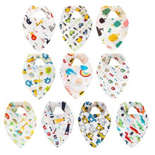 Baby Bibs, 10 Packs Baby Dribble Bibs Bandana Bibs with Adjustable Snaps, 100% Cotton Toddler Drool Bibs for 0-36 Months Newborn and Toddlers Drooling