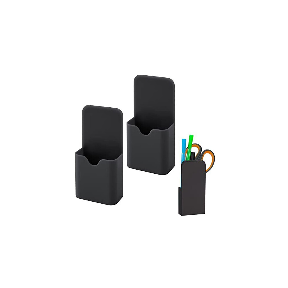 2pcs Magnetic Pen Marker Holders, S Size Magnetic Pen Pencil Holder Organizer Home Office Supplies for Refrigerator Whiteboard Locker (Black)-image-OPC-PBRBD58-NEW