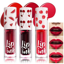 3pcs Lip Tint Stain, Mini Lip Stain, Moisturizing Liquid Lipstick, Multifunctional High Pigment Lipstick for Lip Cheeks and Eyes, Long Lasting