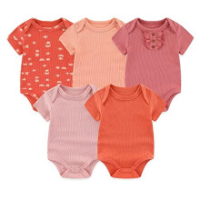 Newborn Baby Bodysuit Short-sleeved for Baby Boys and Girls 0-12M, Pack of 5
