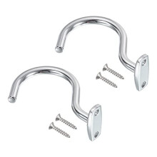 Bridge Stick and Ball Rack Hooks, 2 Pack Snooker Pool Cue Racks Bridge Stick Pool Hook with Mounting Screws for Snooker Table Accessories, Silver Tone