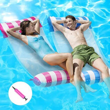 2 Pack Water Hammock,4-IN-1 MultiPurpose Pool Inflatables for Adults,Inflatable Pool Floats with Manual Air Pump,Portable Floating Chair Bed for