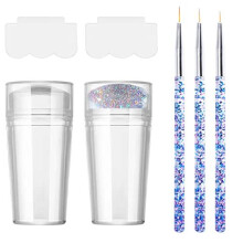 2 PCS Silicone Jelly Stamper, 3 PCS Nail Dotting Pen Double Sided Nail Art Stamper Transparent Nail Stamper French Tip French Manicure Kit with