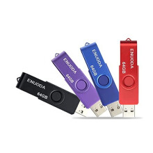 Memory Stick 64GB ENUODA 4 Pack USB 2.0 Flash Drive Swivel Design Pen Drive Storage Thumb Drive (Black Red Blue Purple)