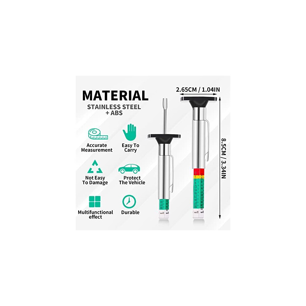 Tire Tread Depth Gauge, 2 Pack 32nds/25mm Color Coded Tire Depth Gauge, Tire Tread Depth