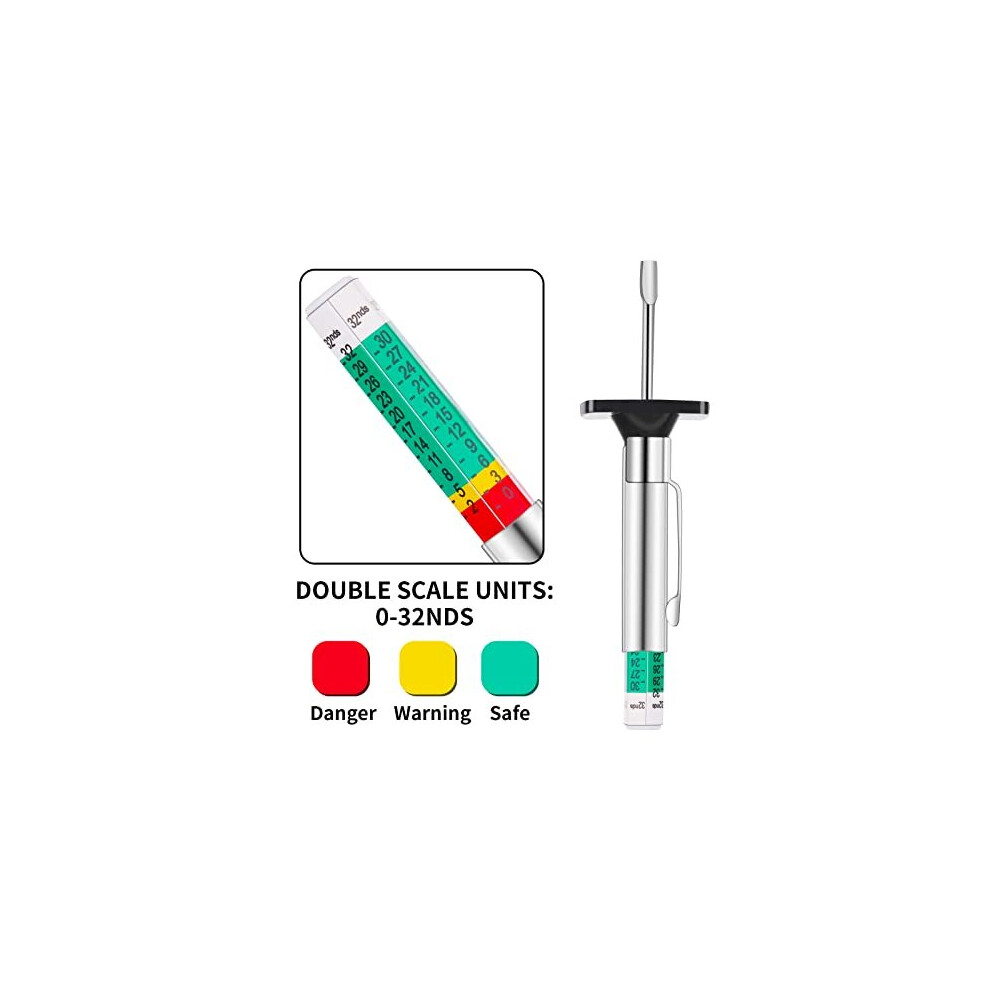 Tire Tread Depth Gauge, 2 Pack 32nds/25mm Color Coded Tire Depth Gauge, Tire Tread Depth