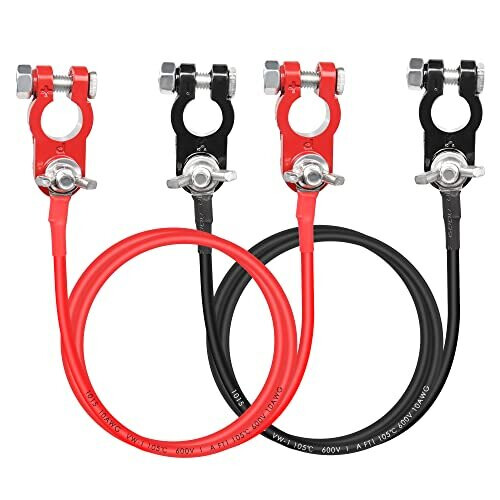 1Pair 10AWG Battery Inverter Cable with Battery Terminals Connectors
