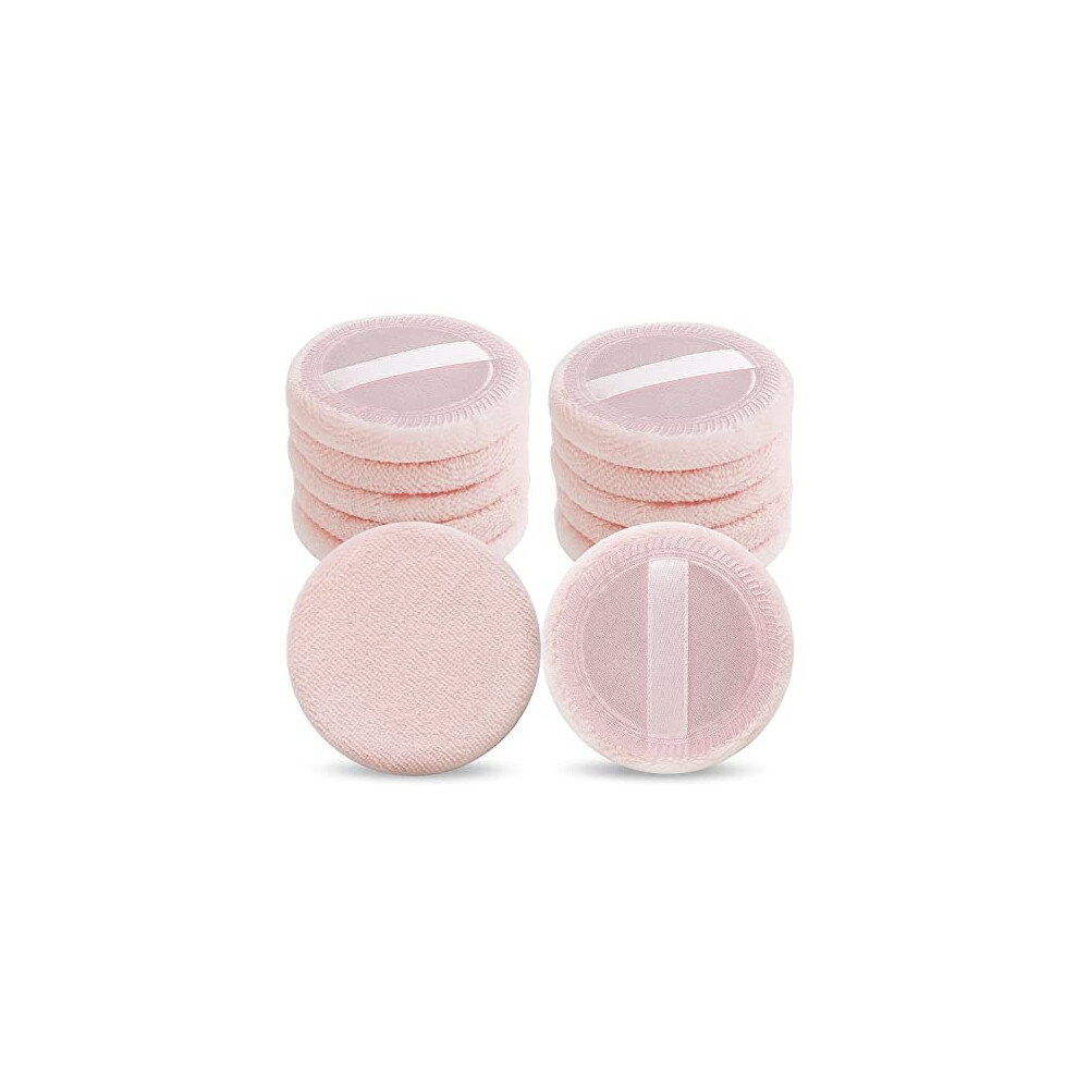 Wllhyf Pink 12Pcs Makeup Powder Puffs Cotton Powder Puffs Round Powder Puff For Makeup Face Powder Velour Puffs For Loose Powder Washable