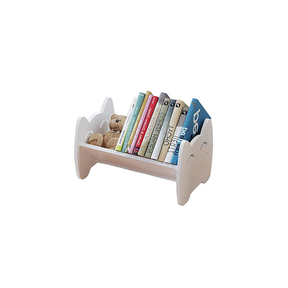 Children Bookcase Small Desktop Kids Bookshelf Storage Display Rack, White Book Organiser for Children's Room(White)