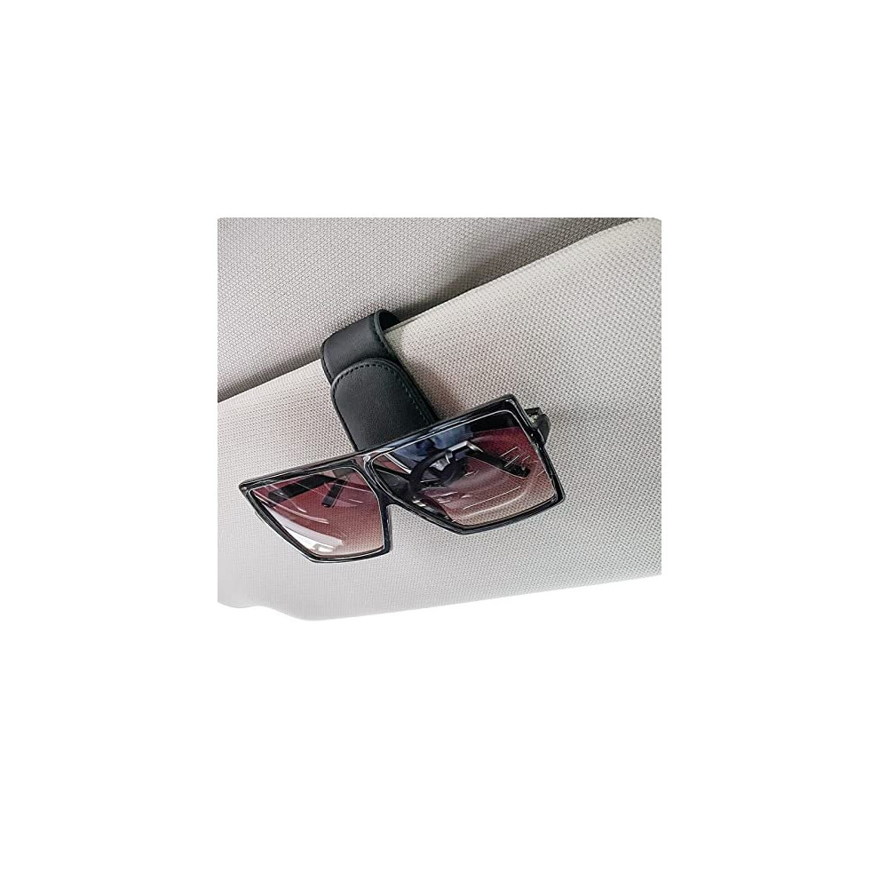Sunglasses Holder For Car Sun Visor Magnetic Leather Car Visor Sunglass Holder Eyeglass Hanger Clip For Car Universal Car Visor Accessories For 5014542744488
