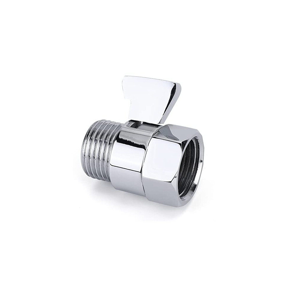 Shower Shut Off Valve Shower Head Flow Restrictor Shower Flow Control Valve Brass Shut Off Valve for Handheld Shower, Chrome