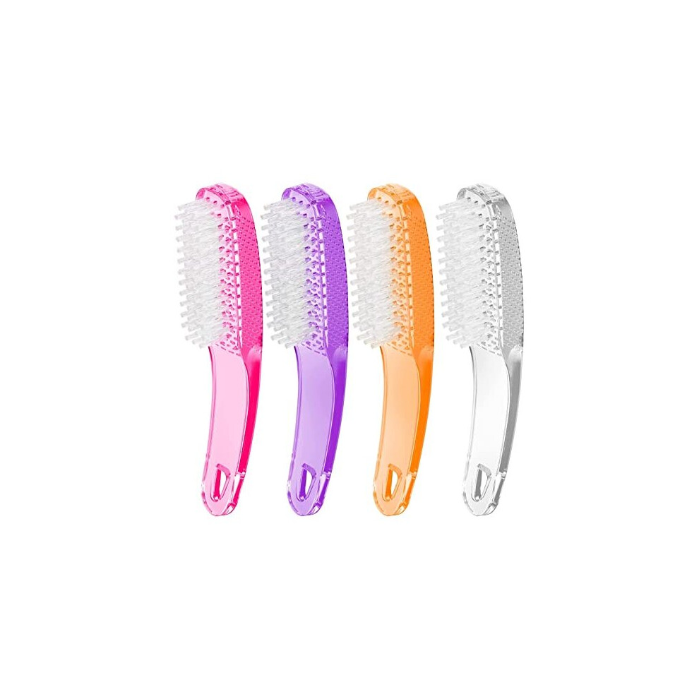 4 Pcs Nail Cleaning Brushes, Larbois Plastic Handle Scrubbing Brush Fingernail Brush with Soft Bristles Nail Manicure Dust Brush for Hand Toes Nail