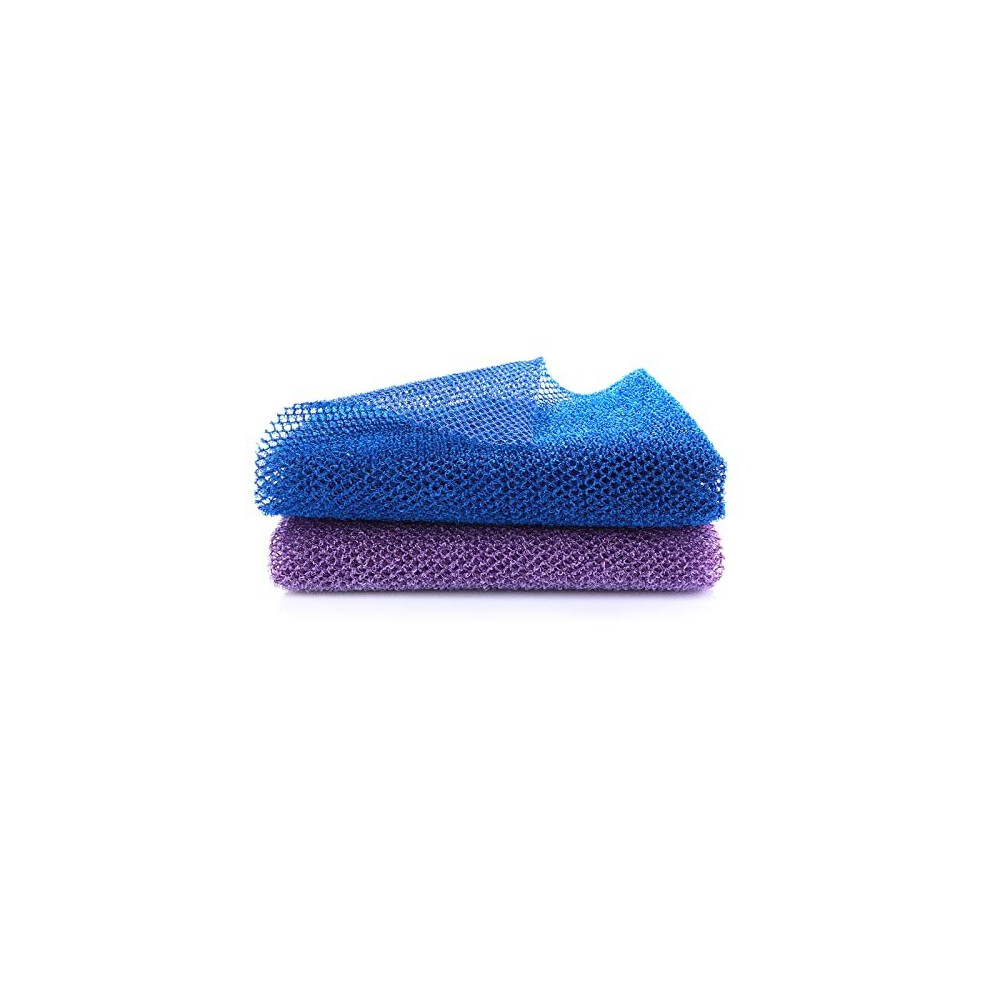 2 Pcs African Exfoliating Net, Nylon Back Scrubbers Shower Wash Cloth Body Cleaning Spa Massage Bath Towel Deep Clean African Net Sponge for Women Men