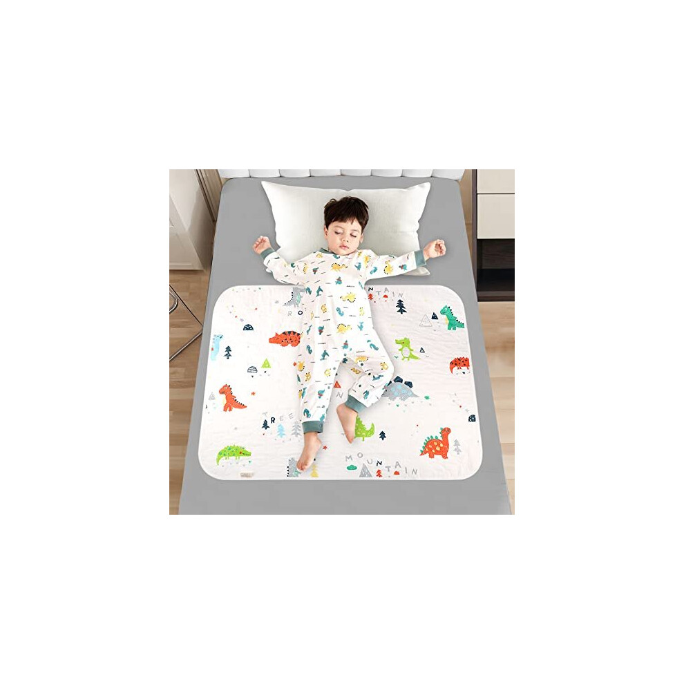 Potty Training Bed Pad, Dinosaur Bed Protector For Kids Bed Wetting Mattress Protector Waterproof Protection Toddler Bed Wetting Mats Fits Single Size Thboxes